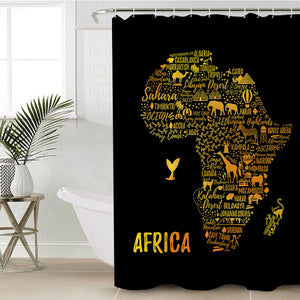 Africa Black Map SWYL1761 Shower Curtain