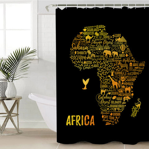 Image of Africa Black Map SWYL1761 Shower Curtain