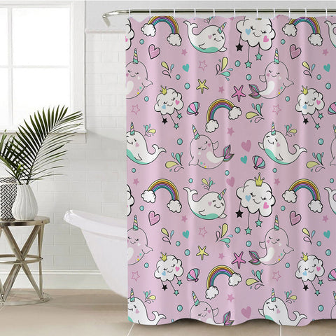 Image of Rainbow Narwhal SWYL1909 Shower Curtain