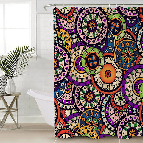 Image of Stylized Circles SWYL1997 Shower Curtain