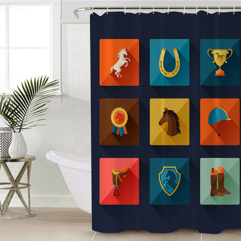 Image of Horse Rider Badges SWYL1999 Shower Curtain