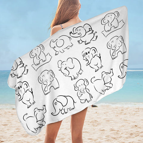 Image of Elephant Toon Character SWYL2001 Bath Towel