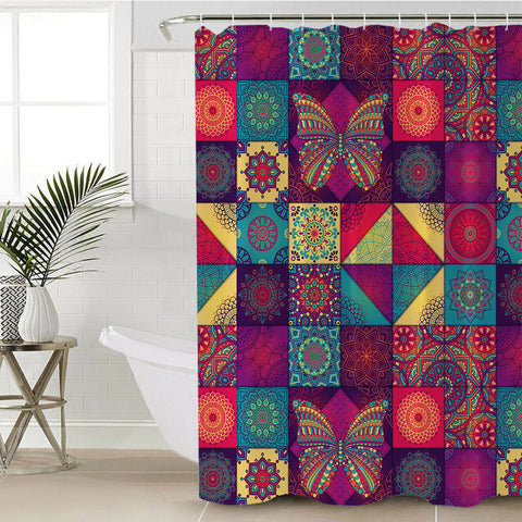 Image of Floor Tiles Butterfly SWYL2033 Shower Curtain