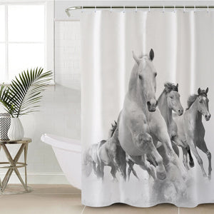 B&W Horses SWYL2055 Shower Curtain