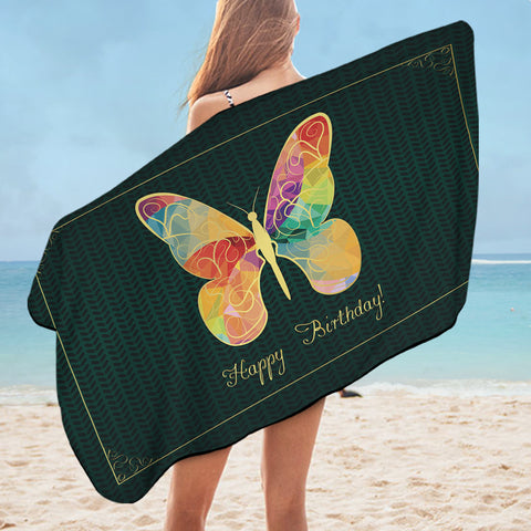 Image of Birthday Butterfly Card SWYL2057 Bath Towel