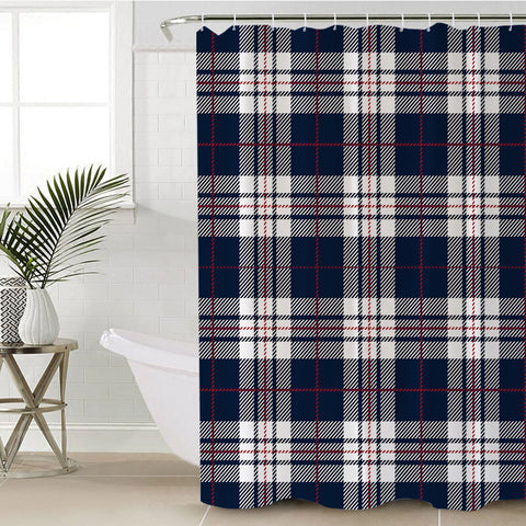 Image of Blue & White Plaid SWYL2167 Shower Curtain