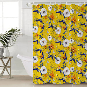 White Flower Yellow SWYL2171 Shower Curtain