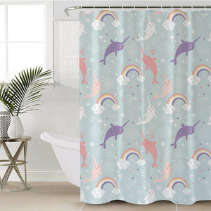 Rainbow Narwhal SWYL2194 Shower Curtain