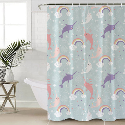 Image of Rainbow Narwhal SWYL2194 Shower Curtain