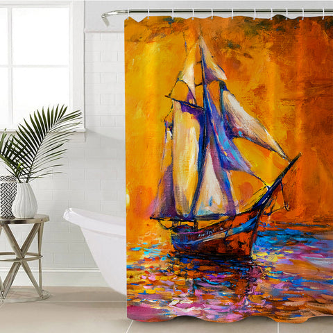 Image of Oitpainted Sail Boat SWYL2229 Shower Curtain