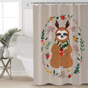 Xmas Sloth SWYL2237 Shower Curtain