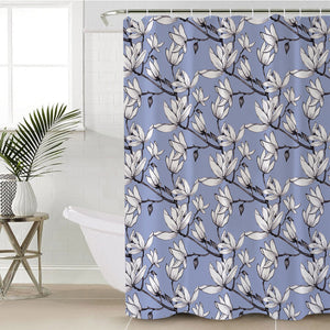 White Flower Indigo SWYL2254 Shower Curtain