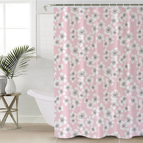 Image of White Apricot Flower SWYL2317 Shower Curtain