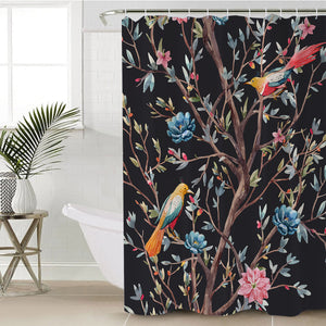 Birds & Tree Black SWYL2325 Shower Curtain