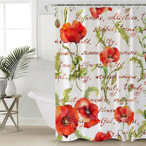 Red Poppy Letter SWYL2342 Shower Curtain