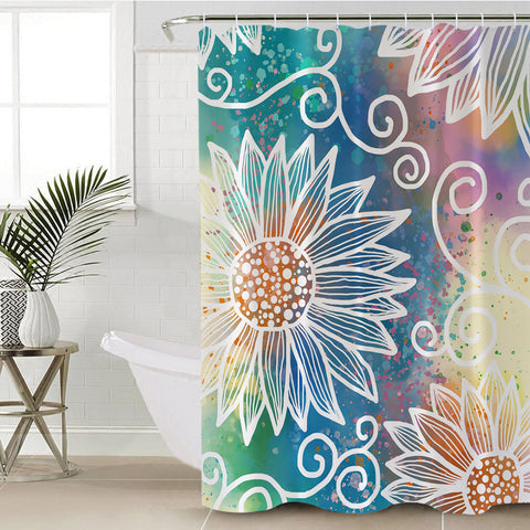 Image of White Lined Decoration SWYL2388 Shower Curtain