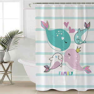 Whale Family SWYL2428 Shower Curtain