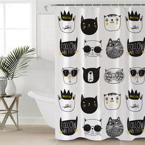 Image of Cat Faces SWYL2472 Shower Curtain