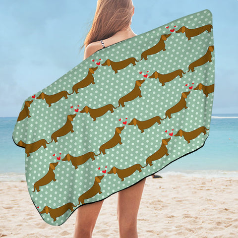 Image of Dachshund Themed Mint SWYL2688 Bath Towel