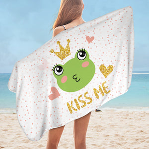 Glittered Kiss Me Frog SWYL2979 Bath Towel