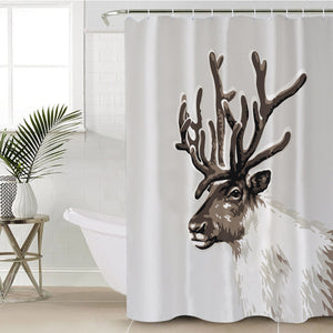 Brown Deer in White SWYL3298 Shower Curtain