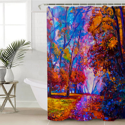 Image of Multicolor Autumn Forest SWYL3300 Shower Curtain