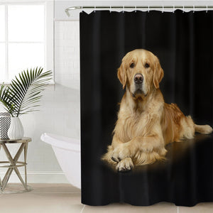 Golden Retriever in Black SWYL3301 Shower Curtain