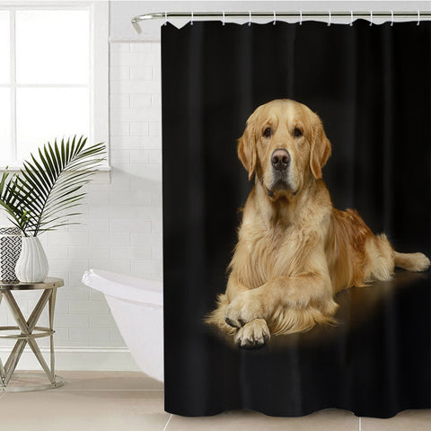 Image of Golden Retriever in Black SWYL3301 Shower Curtain