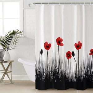 Red & Black Flowers SWYL3332 Shower Curtain