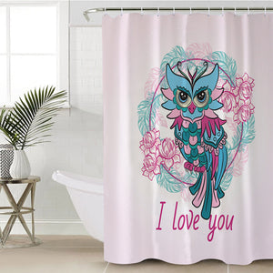 I Love You - Floral Owl SWYL3344 Shower Curtain