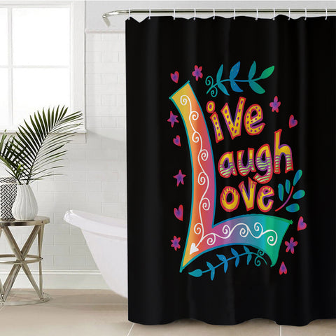 Image of Colorful Live Laugh Love SWYL3346 Shower Curtain