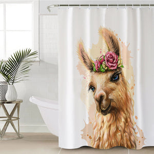 Flower Brown Female Alpaca SWYL3360 Shower Curtain