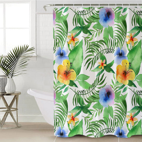 Image of Colorful Flowers & Leaves SWYL3368 Shower Curtain