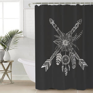 White & Grey Floral Dreamcatcher SWYL3373 Shower Curtain