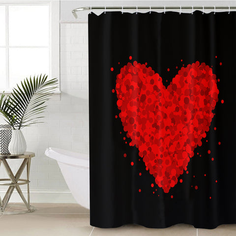 Image of Red Dot Heart SWYL3377 Shower Curtain