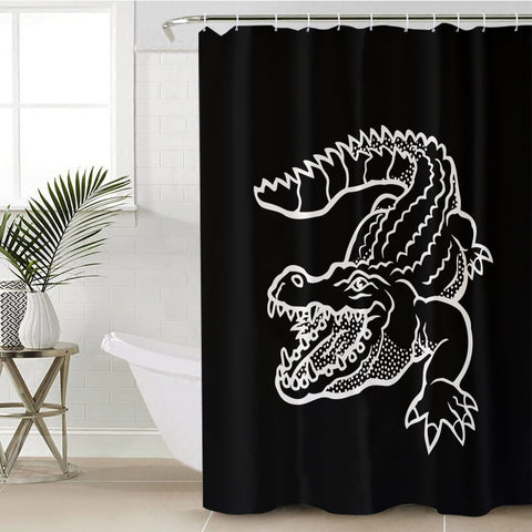 Image of B&W Crocodile Sketch SWYL3382 Shower Curtain