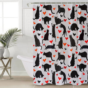 Cats & Hearts Monogram SWYL3388 Shower Curtain