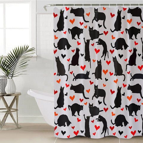 Image of Cats & Hearts Monogram SWYL3388 Shower Curtain