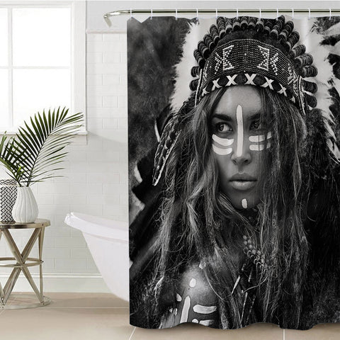 Image of B&W Aboriginal Woman Pattern SWYL3459 Shower Curtain