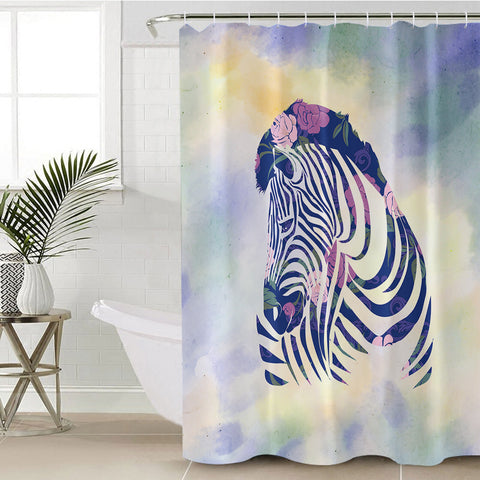 Image of Floral Pink&Purple Zebra SWYL3466 Shower Curtain