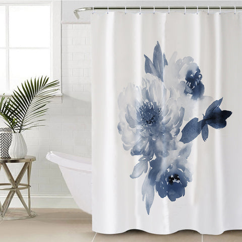 Image of Dark Blue Flower SWYL3469 Shower Curtain