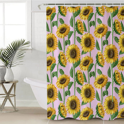 Image of Sunflower Monogram Pink Background SWYL3471 Shower Curtain