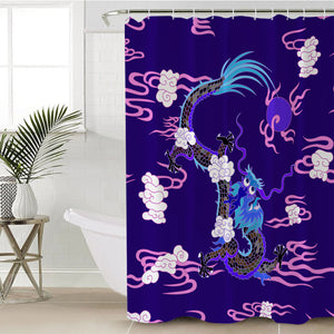 Blue&Pink Asian Dragon and Cloud SWYL3474 Shower Curtain
