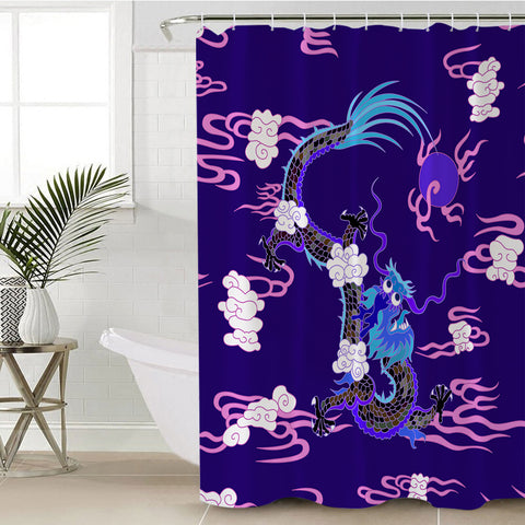 Image of Blue&Pink Asian Dragon and Cloud SWYL3474 Shower Curtain