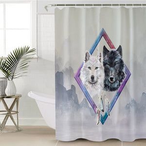 Two B&W Wolfs Dreamcatcher SWYL3479 Shower Curtain