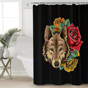 Floral Brown Wolf SWYL3483 Shower Curtain