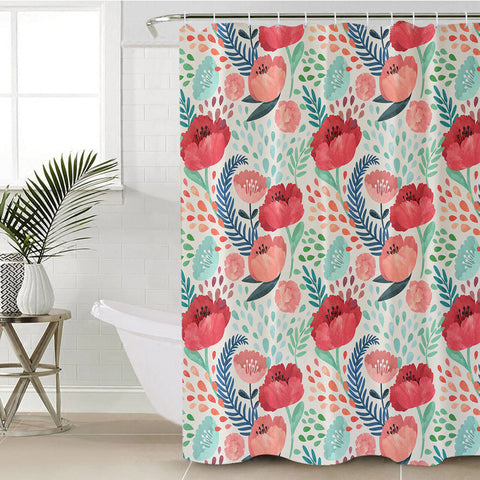 Image of Red & Pink Tulips SWYL3486 Shower Curtain