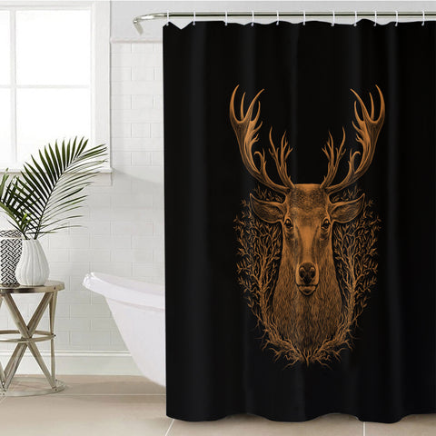 Image of Brown Deer in Laurel Wreath SWYL3491 Shower Curtain