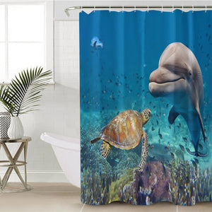 Submarine Dolphin & Turtle SWYL3582 Shower Curtain