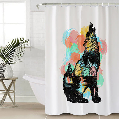 Image of Colorful Spray Wolf  SWYL3584 Shower Curtain